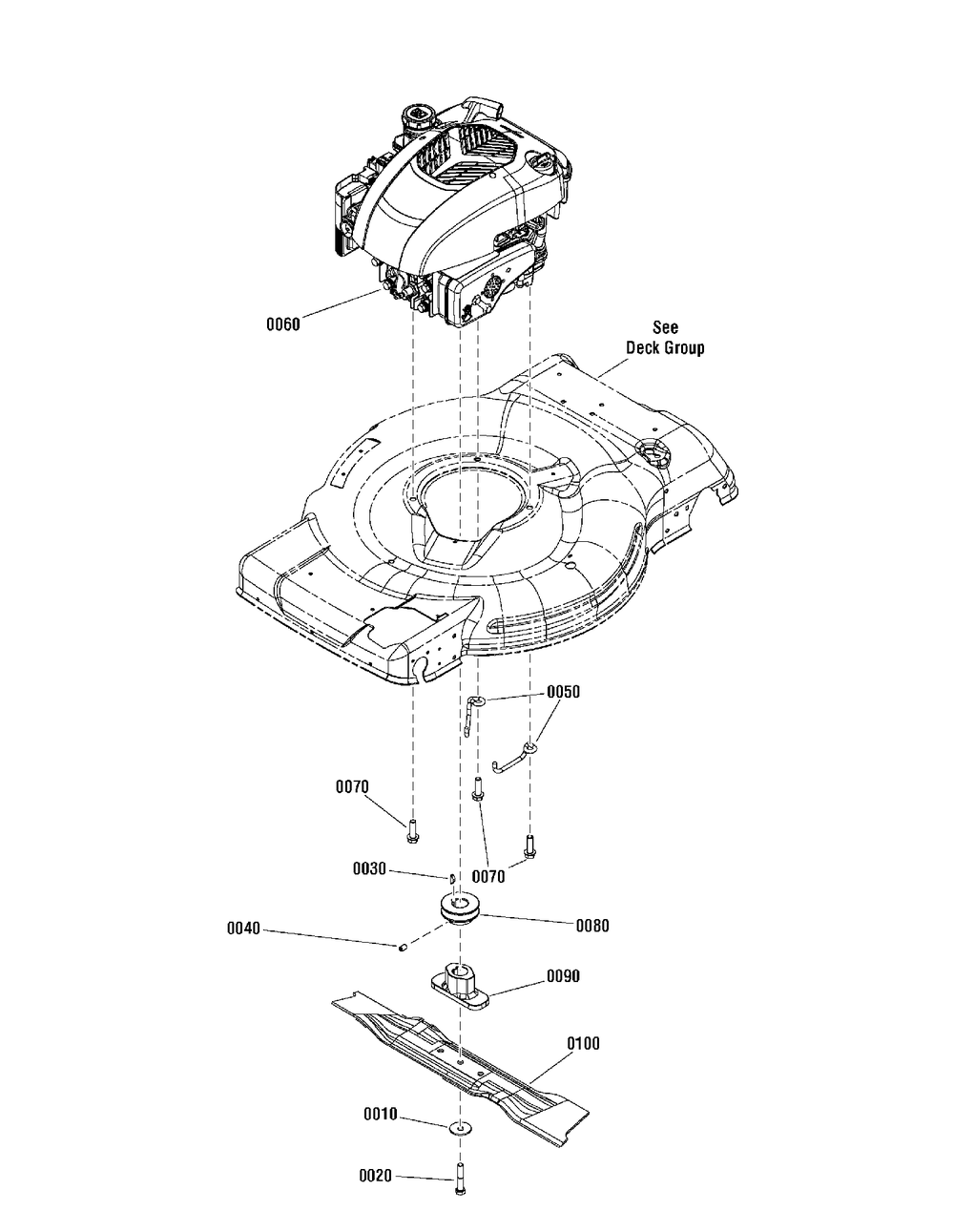 Engine And Blade Group (7502707) Diagram and Parts List for 7800861-JS28S 2012 Briggs and Stratton Lawn Mower